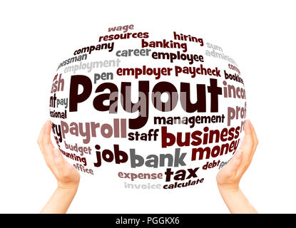 Payout word cloud sphere  concept on white background. Stock Photo