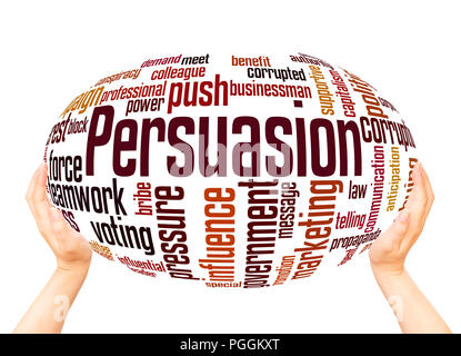 Persuasion word cloud sphere concept on white background. Stock Photo