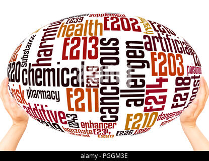 Preservatives word cloud sphere concept on white background. Stock Photo