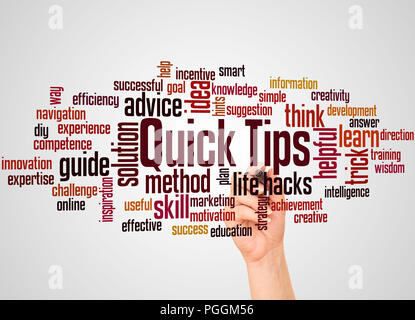 Life hacks word cloud and hand writing concept on white background ...