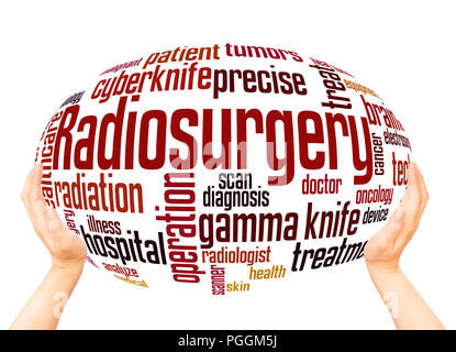 Radiosurgery word cloud hand sphere concept on white background. Stock Photo