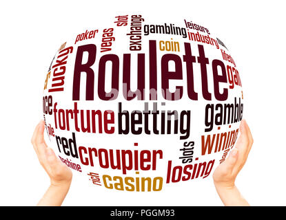 Roulette word cloud sphere concept on white background. Stock Photo