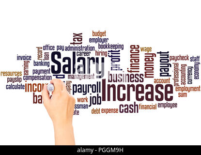 Salary Increase word cloud and hand writing concept on whitet background. Stock Photo