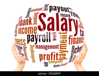 Salary word cloud sphere concept on white background. Stock Photo