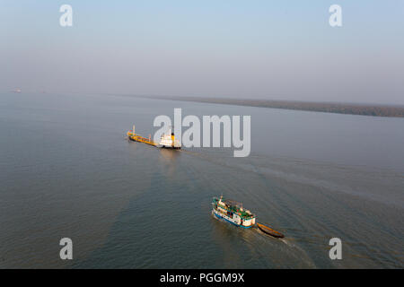 The Port of Mongla is the second busiest seaport of Bangladesh. It is located in Bagerhat District in the southwestern part of the country. Stock Photo