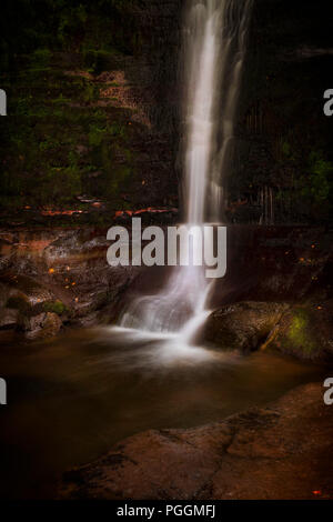 The tall waterfall at Blaen y Glyn. Stock Photo