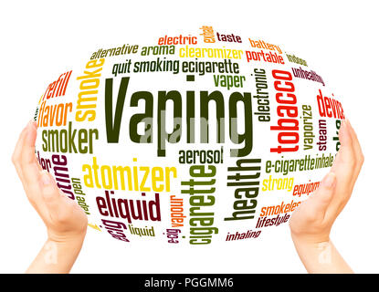 Vaping word cloud hand sphere concept on white background. Stock Photo