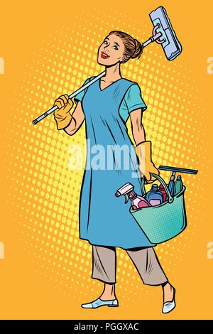 woman cleaner profession Stock Vector