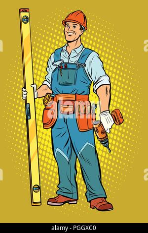 working with a drill, home repair Stock Vector