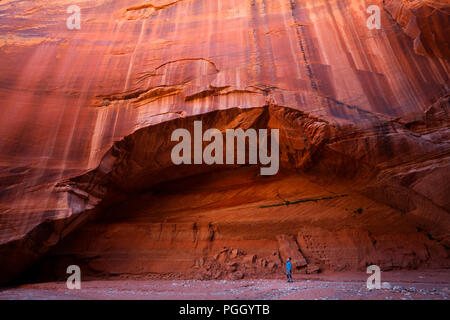 Hiker in Buckskin Gulch, Paria Canyon-Vermilion Cliffs Wilderness, Utah Stock Photo