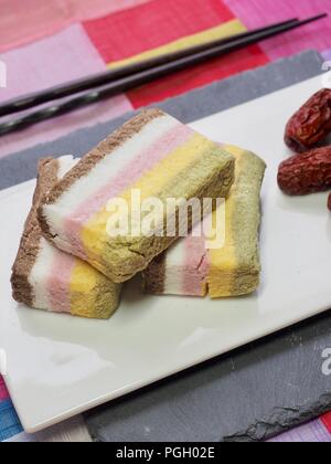 Korean food rainbow rice cake and jujube Stock Photo