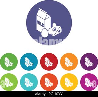 Milk product icons set vector color Stock Vector