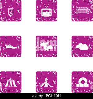Field of entertainment icons set, grunge style Stock Vector
