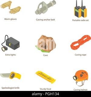 Excavation icons set, isometric style Stock Vector