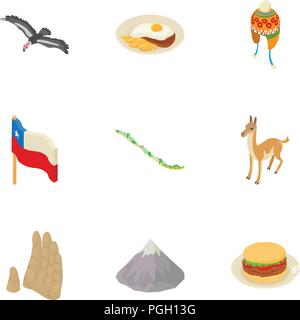 Continent icons set, isometric style Stock Vector