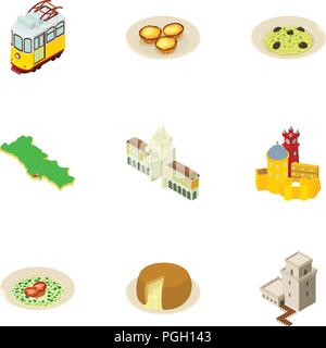 Townlet icons set, isometric style Stock Vector