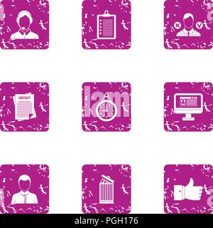 Team luck icons set, grunge style Stock Vector