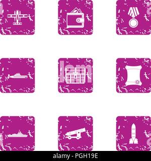 Guerdon icons set, grunge style Stock Vector