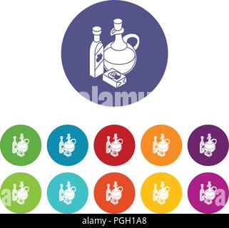 Organic eco food icons set vector color Stock Vector