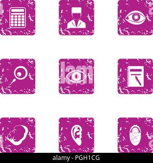 Flesh icons set, grunge style Stock Vector