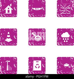 Adhesive icons set, grunge style Stock Vector