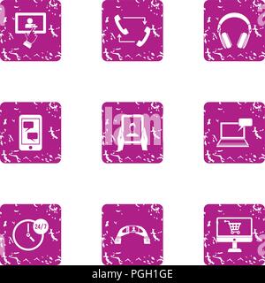 Visualization icons set, grunge style Stock Vector