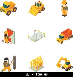 Working class icons set, isometric style Stock Vector