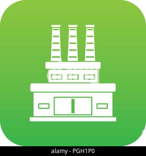 Large oil refinery icon digital green Stock Vector
