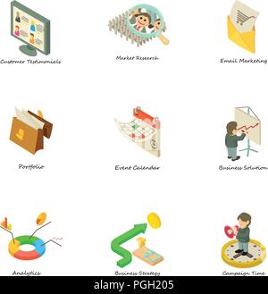 Endeavor icons set, isometric style Stock Vector