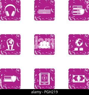 Jettison icons set, grunge style Stock Vector