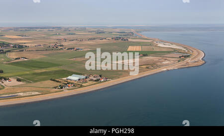 Aerial view east side Dutch island Texel in Wadden sea Stock Photo