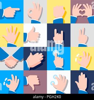 Collection of icons with hand gestures. Vector illustrations. Eps 10. Stock Vector