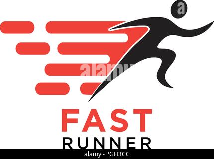 Fast running silhouette logo design template vector Stock Vector