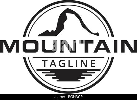 Illustration of mountain and water surface logo design Stock Vector