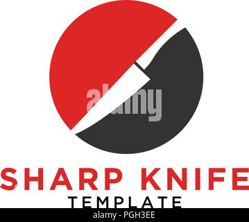 Simple sharp knife on a circle logo design template Stock Vector