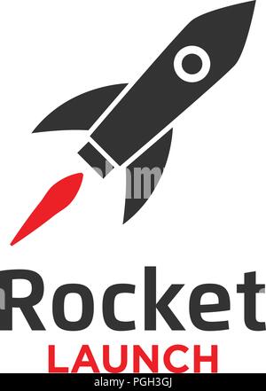 Illustration of rocket launch logo design template Stock Vector