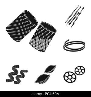Types of pasta black icons in set collection for design. Figured ...