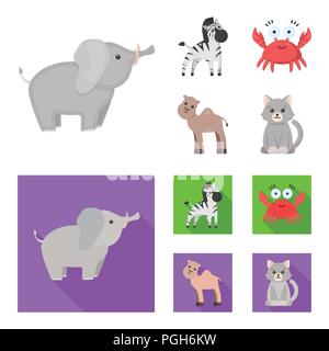 An unrealistic cartoon,flat animal icons in set collection for design. Toy animals vector symbol stock  illustration. Stock Vector