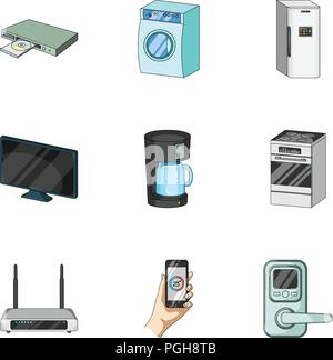 Kitchen appliances cartoon icons in set collection for design.Home appliances and equipment vector symbol stock  illustration. Stock Vector