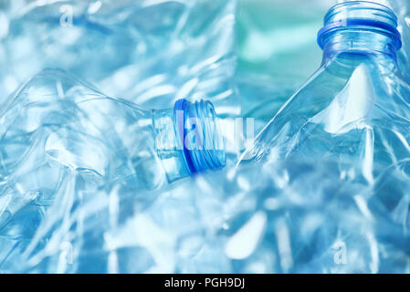 Crushed plastic bottles heap ready for recycling Stock Photo