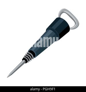 Iron jackhammer. A hammer for pounding rocks.Tool miner.Mine Industry single icon in cartoon style vector symbol stock web illustration. Stock Vector