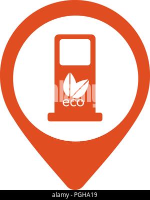 Location marker with fuel pump, abstract vector design. Stock Vector
