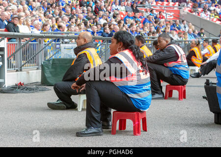 Saturday 25 August 2018 – The 117th staging of the Ladbrokes Challenge Cup Rugby League Final at Wembley Stadium between Warrington Wolves (The Wire)  Stock Photo