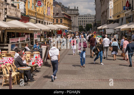 Lille, France - 15 June 2018: pedestrians walking in Place Rihour square Stock Photo