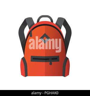 Icon of bright orange school bag. Backpack icon Stock Vector