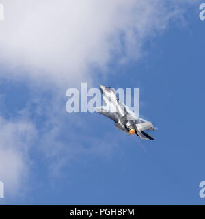 A United States Airforce Lockheed Martin F-35A Stealth Fighter Jet puts on an immpressive display during the Royal International Air Tattoo Stock Photo