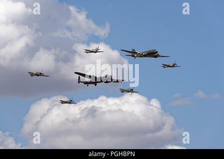 The Royal Air Force Battle of Britain Memorial Flight in Trenchard Formation stage a fly-past at the Royal International Air Tattoo Stock Photo