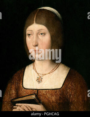 Isabella I of Castile, portrait of Queen Isabella, 1490. Isabella I (1451 – 1504) Queen of Castile Stock Photo