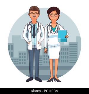 Doctors team cartoons Stock Vector