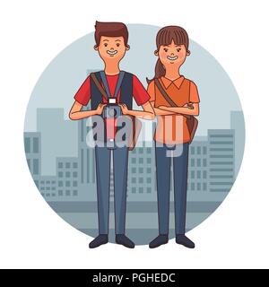 Journalist couple cartoons Stock Vector